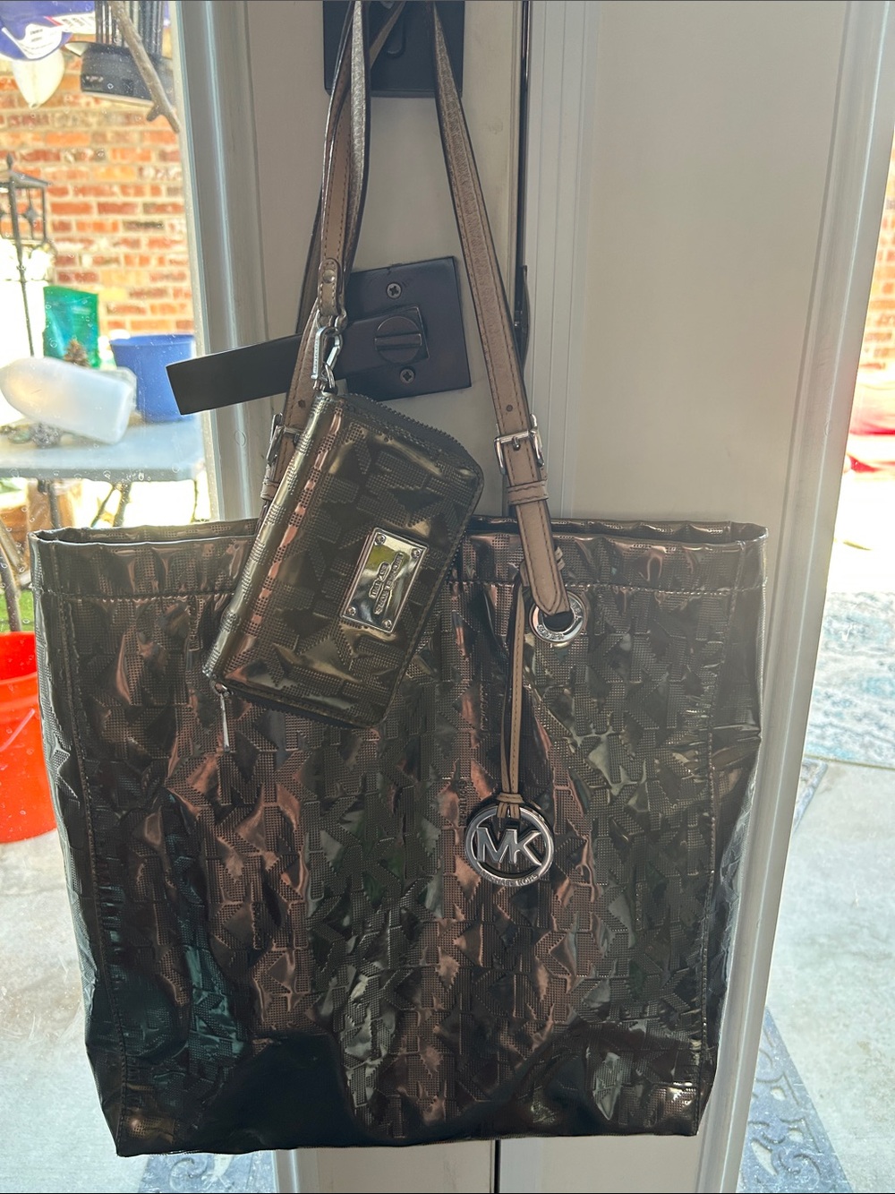 Michael Kors Metallic Bronze Monogram Tote with Matching Wristlet